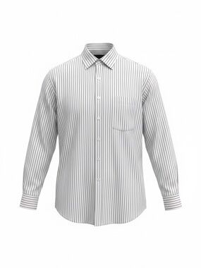 Ermenegildo Zegna White Blue Striped Cotton Dress Shirt 16.5